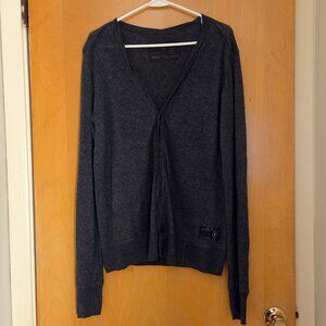 AllSaints Spitalfields Jacks Place Byron Knit Cardigan Mens M Gray Linen Silk